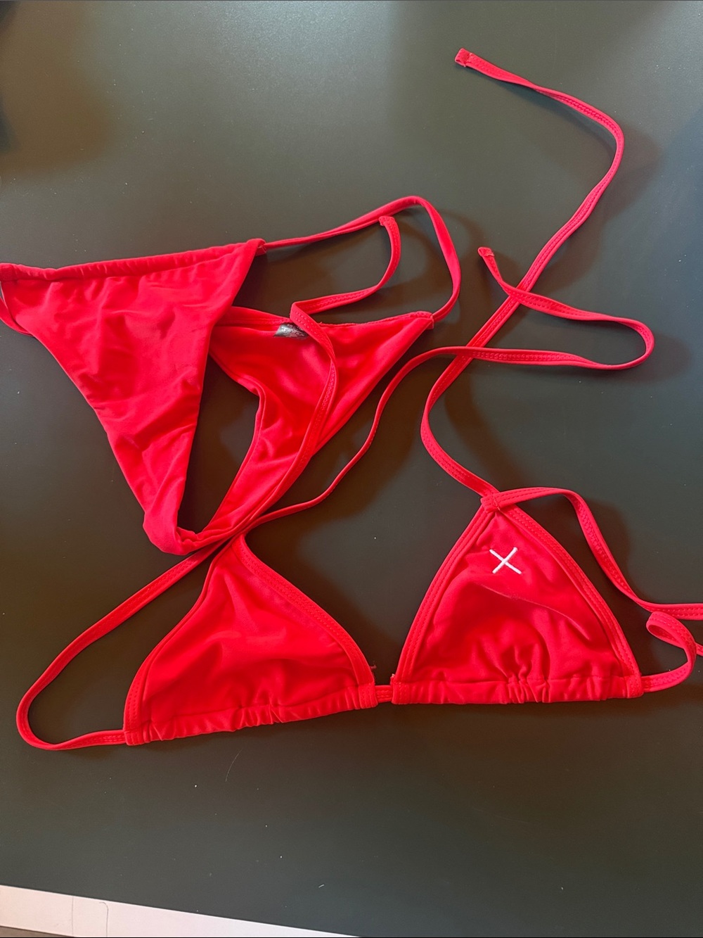 Boutine LA Red Triangle String Bikini Set